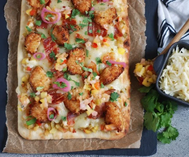 Sweet and Spicy Coconut Shrimp Tropical Flatbread